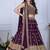 Wine Color Embroidery With Thread & Sequence Work Fox Georgette Lehanga Choli Set