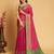 Dark pink woven self design embellished pure silk patola saree with blouse