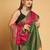 Dark pink woven self design embellished pure silk patola saree with blouse