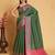 Green woven self design embellished pure silk patola saree with blouse