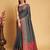 Grey woven self design embellished pure silk patola saree with blouse