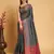 Grey woven self design embellished pure silk patola saree with blouse