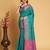 Teal blue woven self design embellished pure silk patola saree with blouse