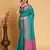 Teal blue woven self design embellished pure silk patola saree with blouse