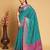 Teal blue woven self design embellished pure silk patola saree with blouse