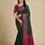 Dark green woven self design embellished pure silk patola saree with blouse