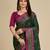 Dark green woven self design embellished pure silk patola saree with blouse