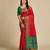 Red woven self design embellished pure silk patola saree with blouse