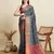 Grey woven self design embellished pure silk patola saree with blouse