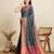 Grey woven self design embellished pure silk patola saree with blouse
