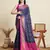 Navy blue woven self design embellished pure silk patola saree with blouse