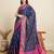 Navy blue woven self design embellished pure silk patola saree with blouse