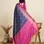 Navy blue woven self design embellished pure silk patola saree with blouse