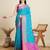 Teal blue woven self design embellished pure silk patola saree with blouse
