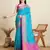Teal blue woven self design embellished pure silk patola saree with blouse