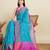 Teal blue woven self design embellished pure silk patola saree with blouse