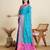 Teal blue woven self design embellished pure silk patola saree with blouse