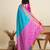 Teal blue woven self design embellished pure silk patola saree with blouse