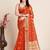 Dark orange woven self design kota doria kota doria saree with blouse