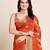 Dark orange woven self design kota doria kota doria saree with blouse