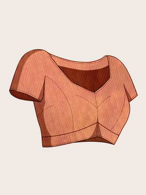 Dark orange woven self design kota doria kota doria saree with blouse 5
