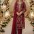 Maroon chiffon semi stitched suit with embroidery & sequence work