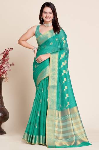 Rama woven self design kota doria kota doria saree with blouse