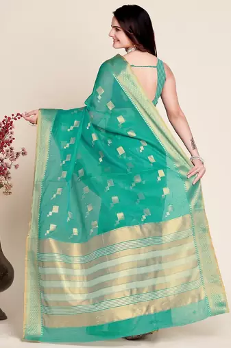 Rama woven self design kota doria kota doria saree with blouse