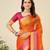 Orange woven self design kota doria kota doria saree with blouse