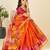 Orange woven self design kota doria kota doria saree with blouse