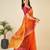Orange woven self design kota doria kota doria saree with blouse