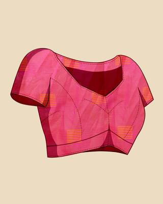 Orange woven self design kota doria kota doria saree with blouse 5