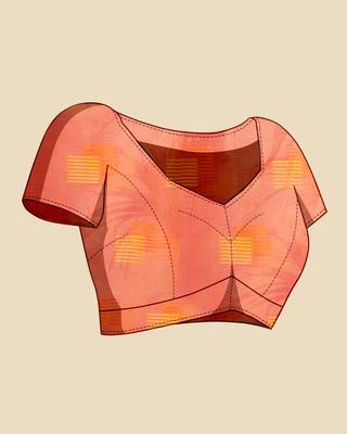 Pink woven self design kota doria kota doria saree with blouse 5
