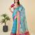 Sky blue woven self design kota doria kota doria saree with blouse