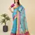 Sky blue woven self design kota doria kota doria saree with blouse