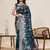 Blue floral print satin paithani saree with blouse
