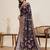 Dark purple floral print satin paithani saree with blouse