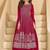 D pink faux georgette free size stitched plazzo suit with sequence work