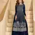 Navy faux georgette free size stitched plazzo suit with sequence work