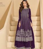 Violet faux georgette free size stitched plazzo suit with sequence work