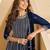 Navy faux georgette free size stitched plazzo suit with sequence work
