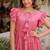 Pink cotton with embroidered work stitched kurti for women
