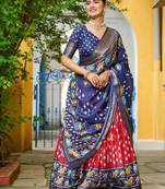 Blue Color Print Work Jacquard Lehanga Choli Set