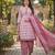 Pink printed cotton blend stitched floral print salwar kurta dupatta for women