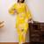 Women Yellow Printed Kurta Pant Set | Stylish Straight Kurti with Palazzo Set |  Ethnic Wear for Women 