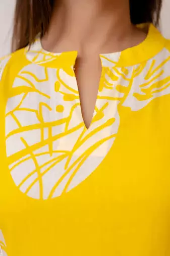 Women Yellow Printed Kurta Pant Set | Stylish Straight Kurti with Palazzo Set |  Ethnic Wear for Women 