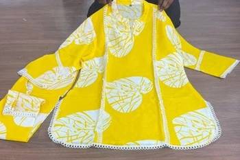 Women Yellow Printed Kurta Pant Set | Stylish Straight Kurti with Palazzo Set |  Ethnic Wear for Women  5