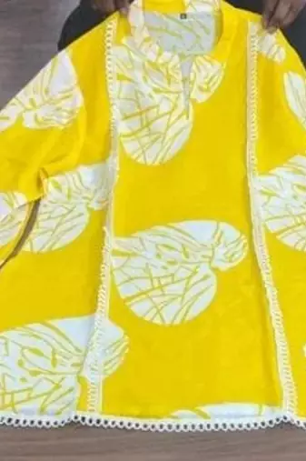 Women Yellow Printed Kurta Pant Set | Stylish Straight Kurti with Palazzo Set |  Ethnic Wear for Women 