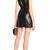 women’s black real leather sleeveless zip-up mini dress with belt