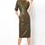 Women’s genuine lambskin olive leather short sleeve mini dress